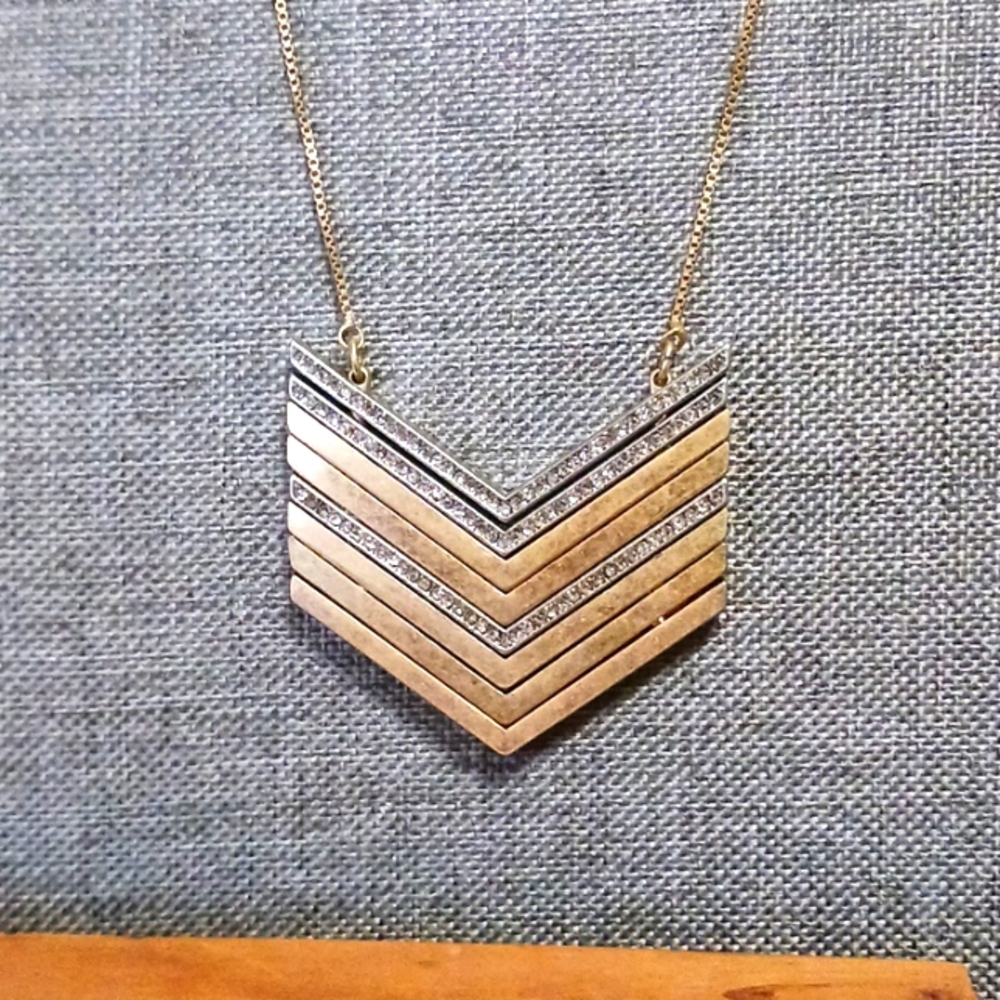 MADEWELL Chevron Rhinestone  Gold & Silver Necklace